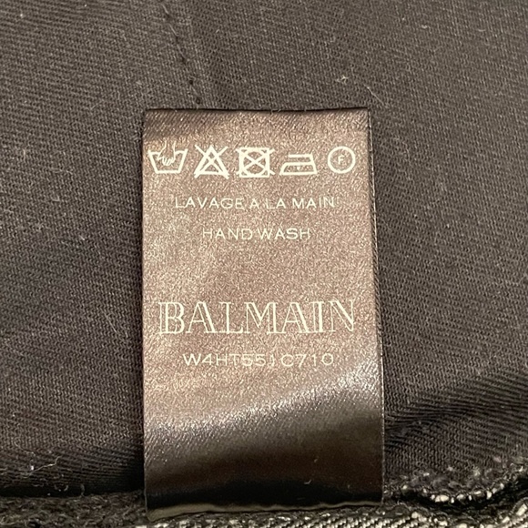 FW15 Black Balmain Biker Slim Stretch Denim Jean 33x32 - Picture 5 of 6